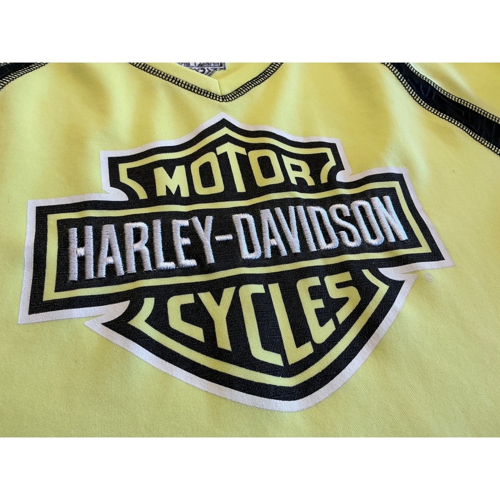 Harley Davidson Performance Shirt Neon Yellow Embroidered Logo Women Medium Iowa - Picture 2 of 11